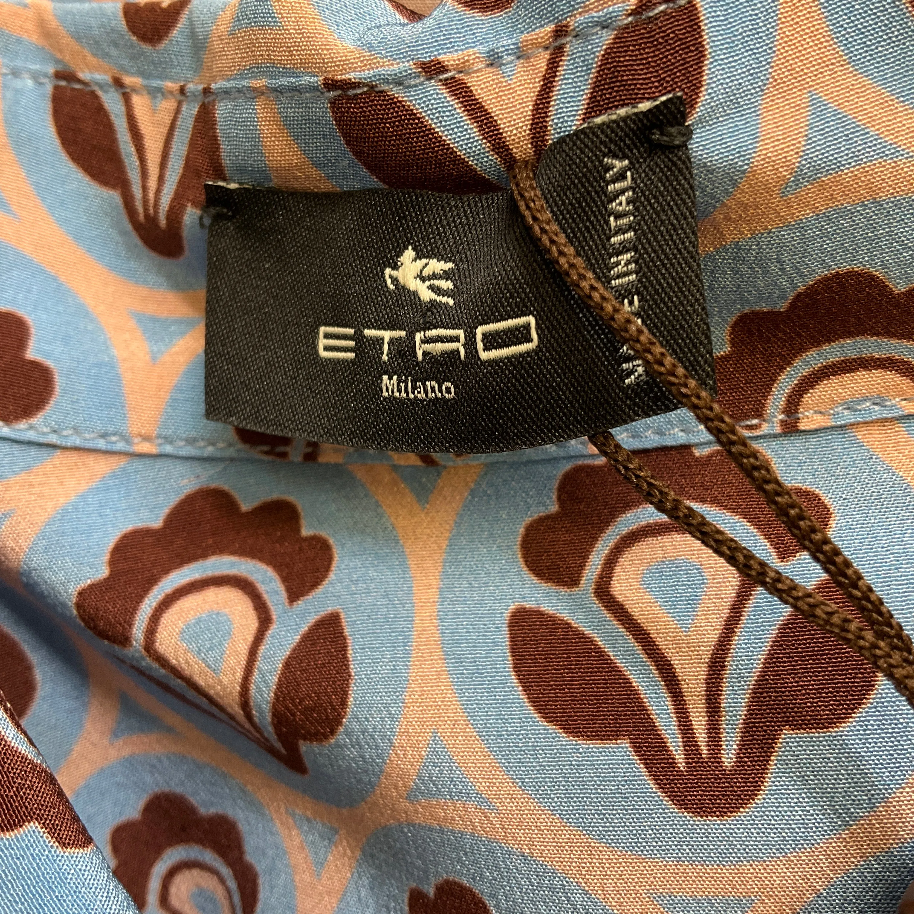 Etro Pale Blue 2023 Printed Silk Blouse