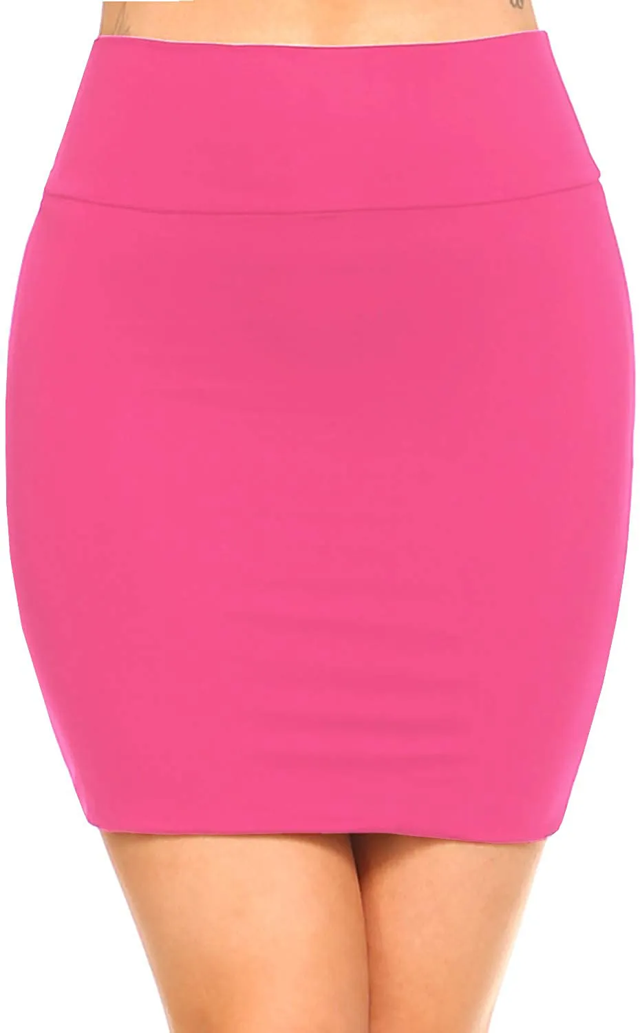 Fashionazzle Women's Casual Rayon Stretchy Bodycon Pencil Mini Skirt