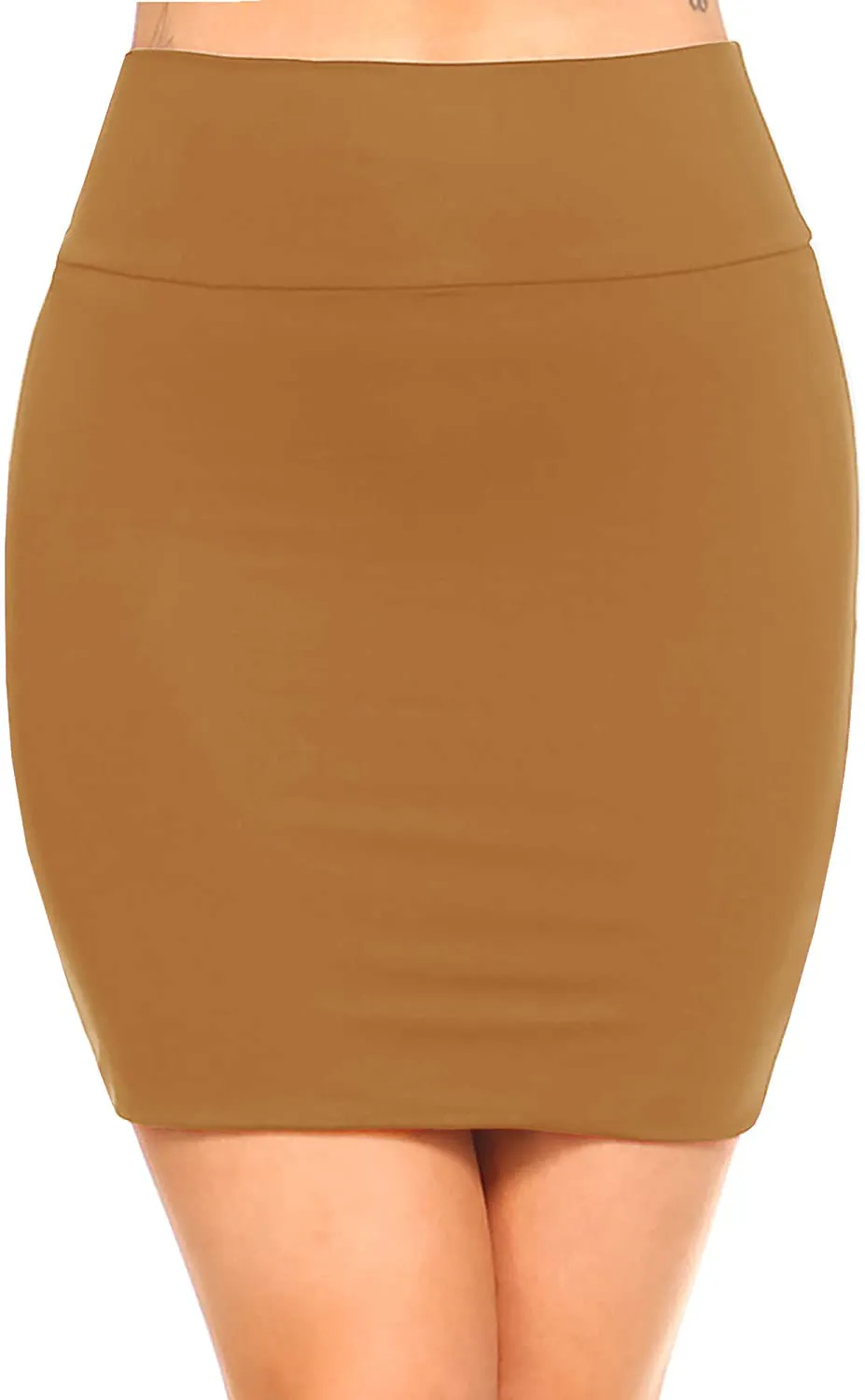 Fashionazzle Women's Casual Rayon Stretchy Bodycon Pencil Mini Skirt