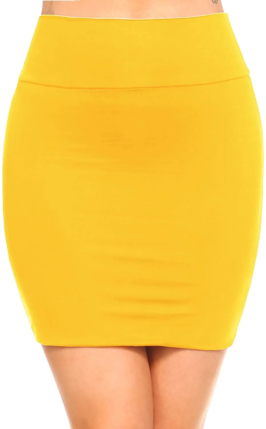 Fashionazzle Women's Casual Rayon Stretchy Bodycon Pencil Mini Skirt