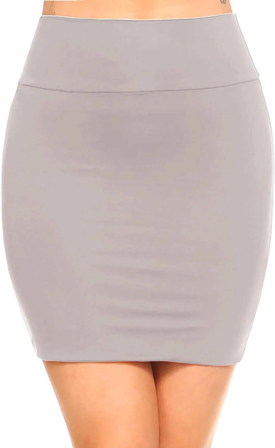 Fashionazzle Women's Casual Rayon Stretchy Bodycon Pencil Mini Skirt