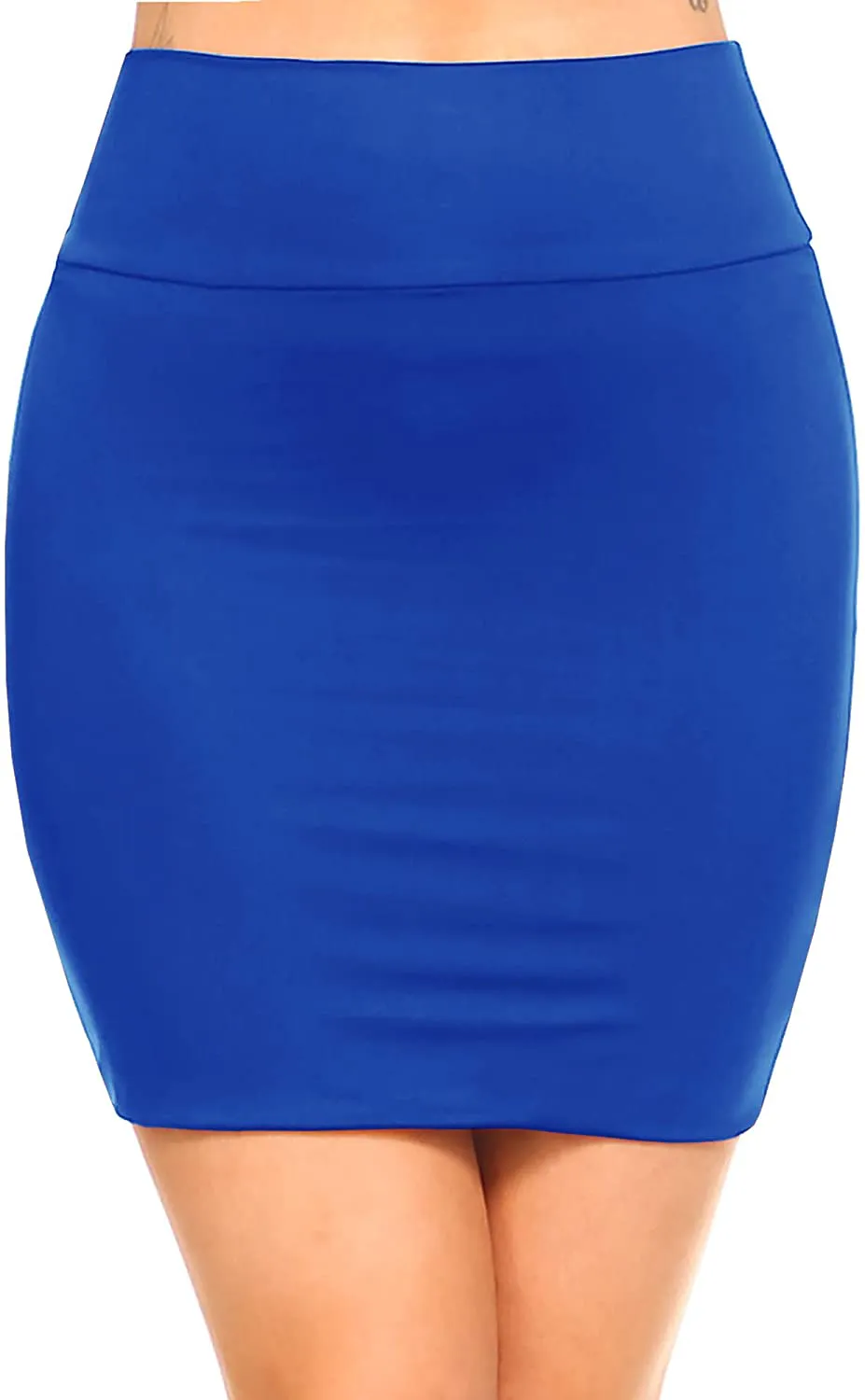 Fashionazzle Women's Casual Rayon Stretchy Bodycon Pencil Mini Skirt