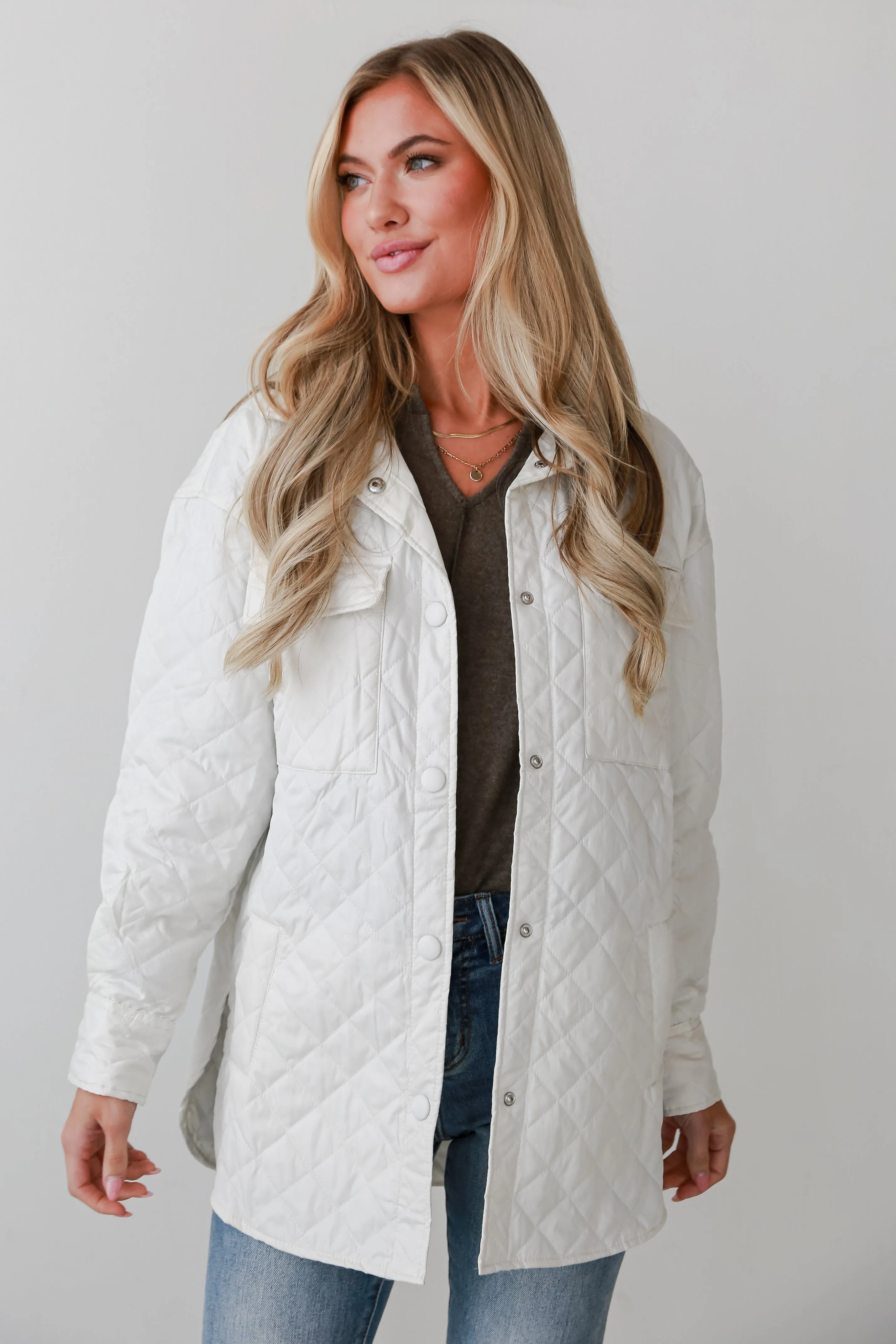 FINAL SALE - Seasonal Poise White Quilted Puffer Jacket