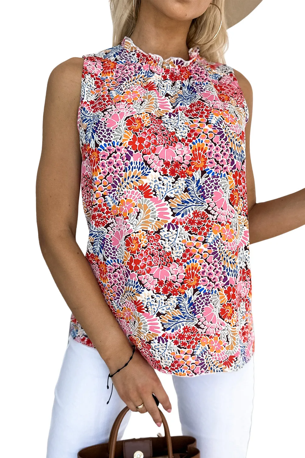 Floral Print Casual Sleeveless Shirt for Women – Effortlessly Chic and Ready to Bloom 🌸🌿