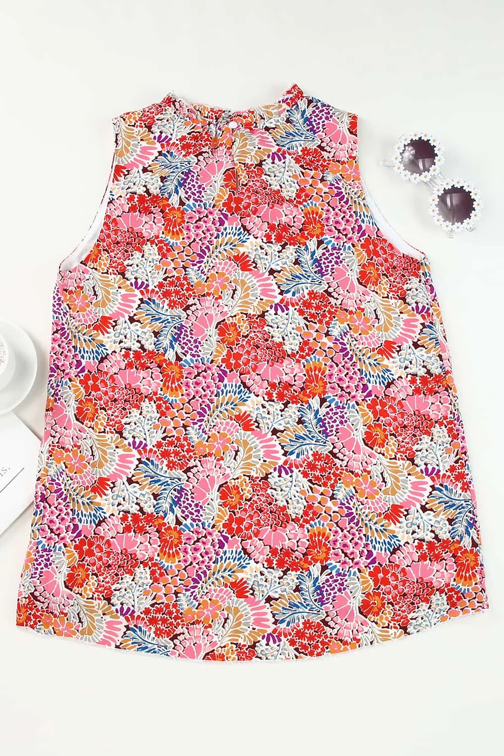 Floral Print Casual Sleeveless Shirt for Women – Effortlessly Chic and Ready to Bloom 🌸🌿