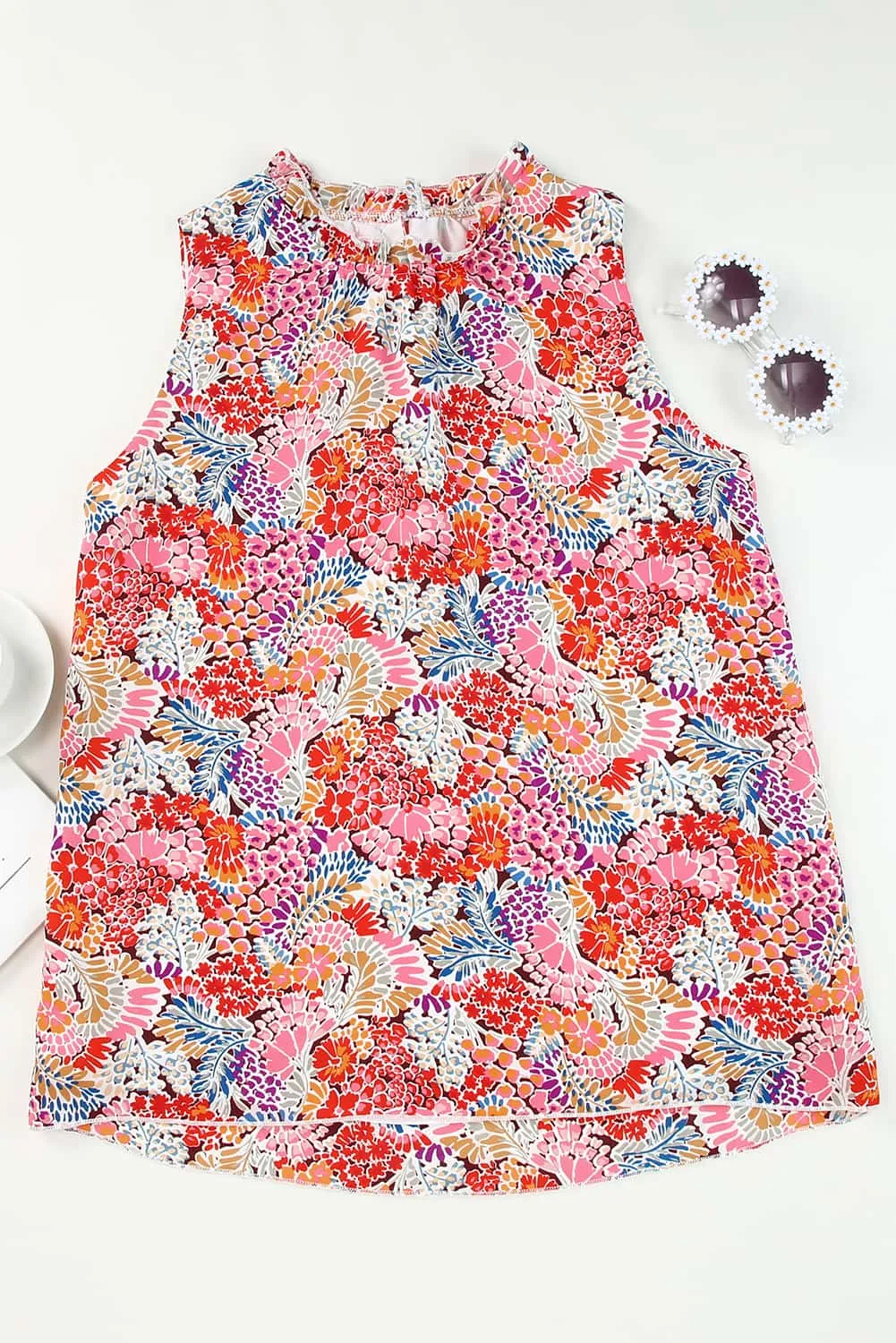 Floral Print Casual Sleeveless Shirt for Women – Effortlessly Chic and Ready to Bloom 🌸🌿