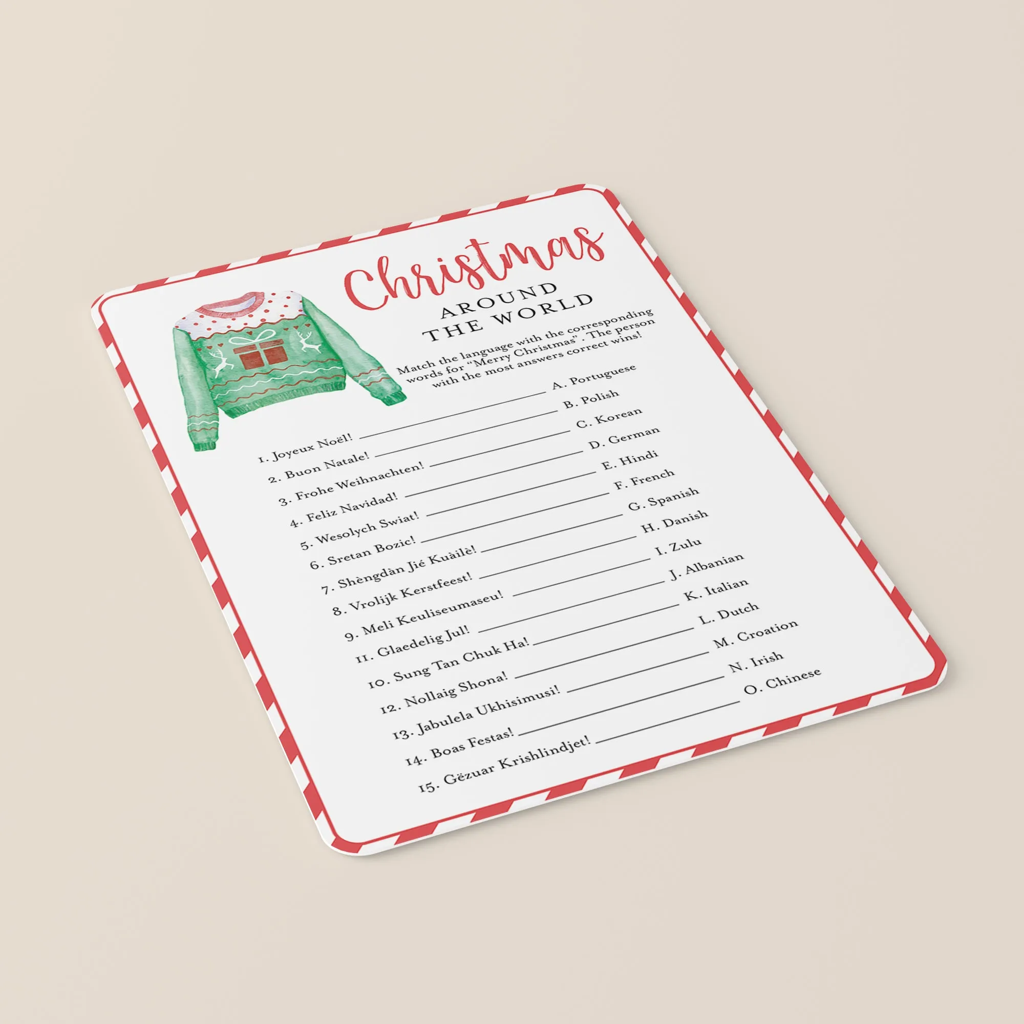 Fun Christmas Family Game Printable