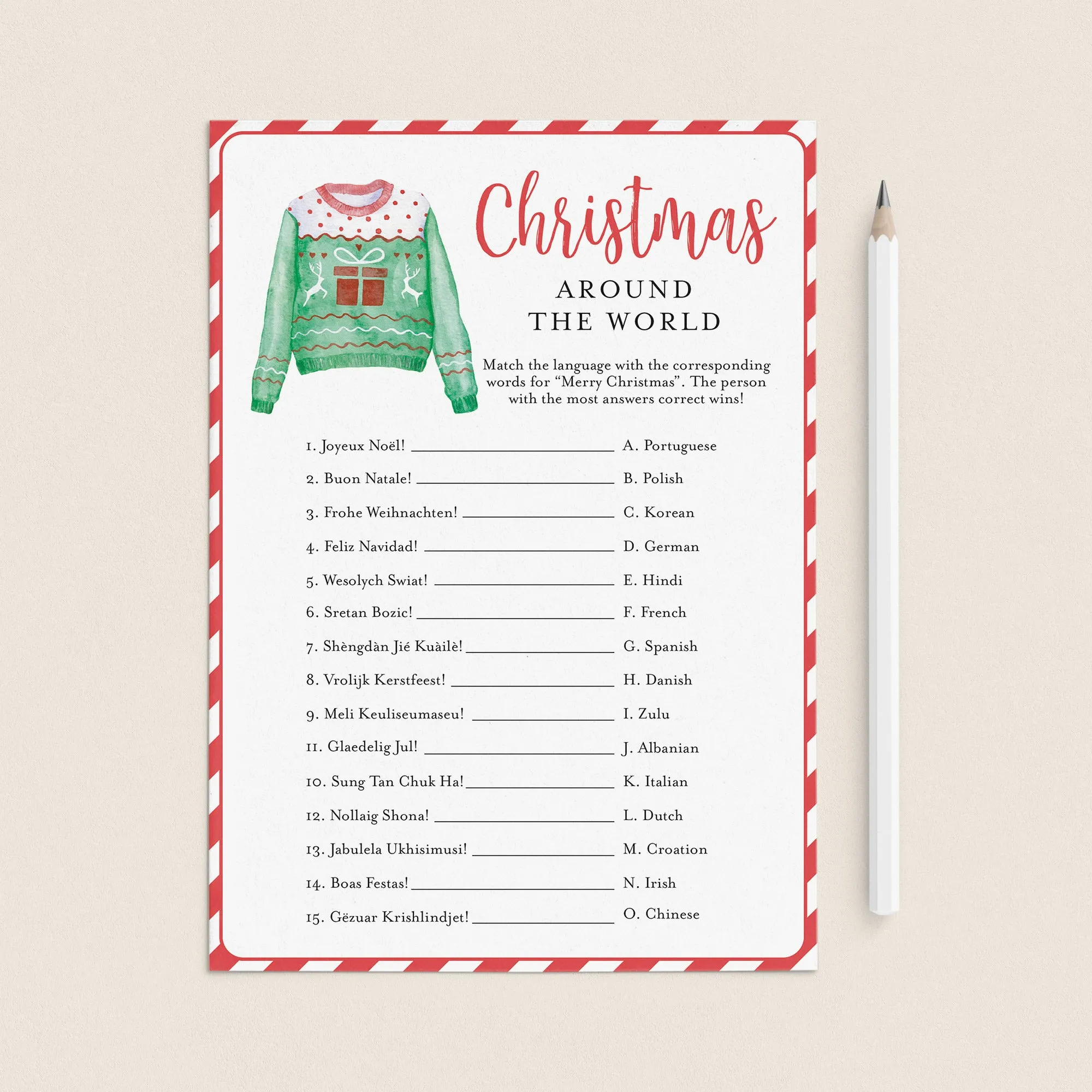 Fun Christmas Family Game Printable