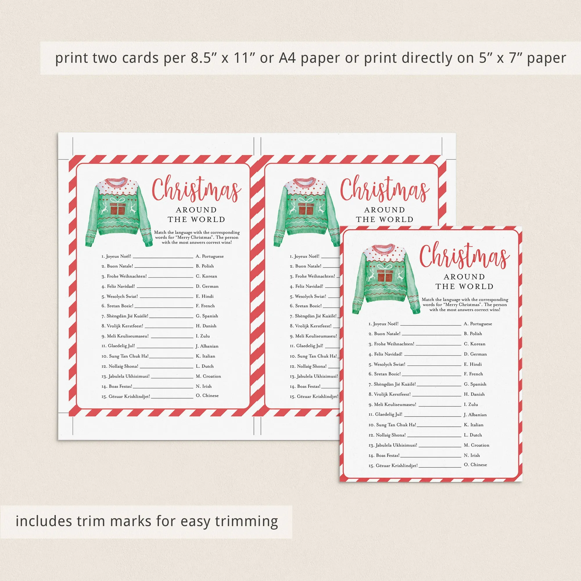 Fun Christmas Family Game Printable