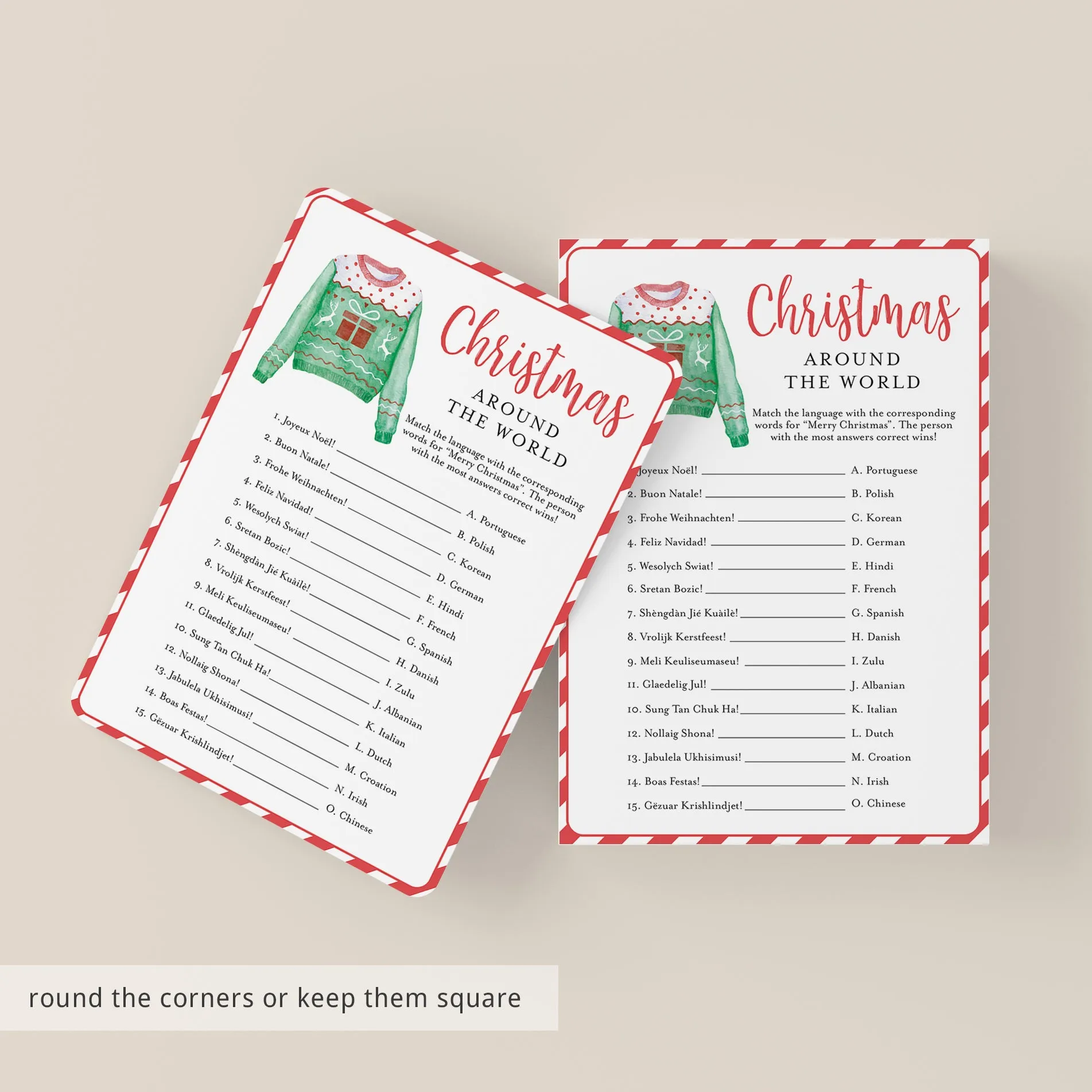 Fun Christmas Family Game Printable