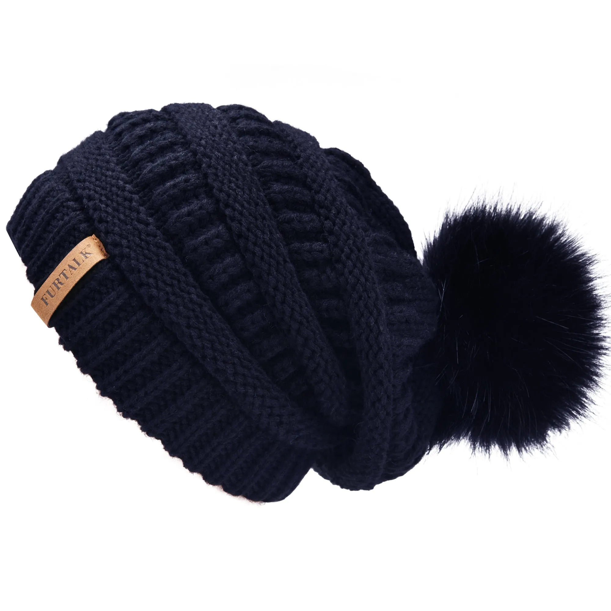 FURTALK Winter Women Yarn Pom Pom Hat Drop Shipping A003