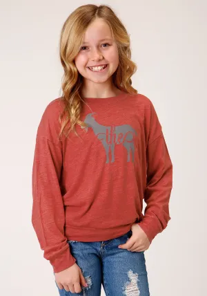 GIRLS LONG SLEEVE KNIT POLY RAYON JERSEY LONG SLEEVE  SCOOP NECK T T-SHIRT