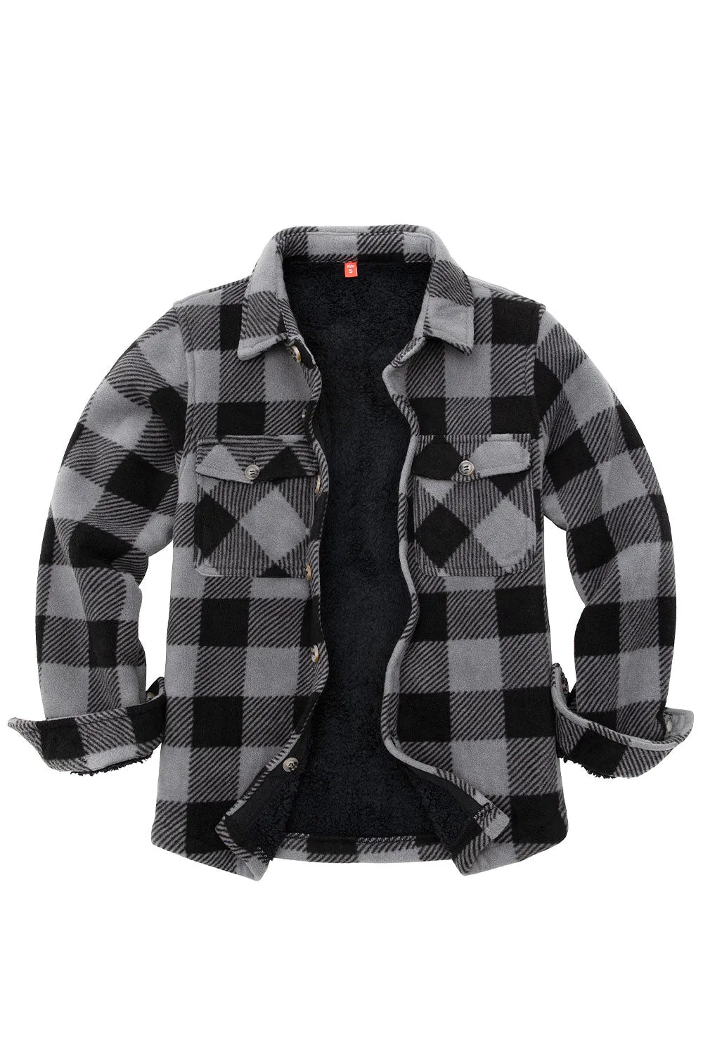 Girls Sherpa Lined Buffalo Plaid Fleece Button Down Shirt Jacket-Kids