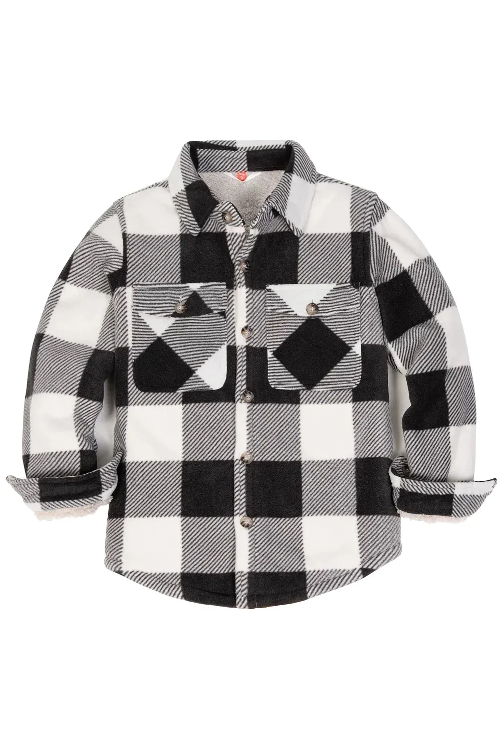 Girls Sherpa Lined Buffalo Plaid Fleece Button Down Shirt Jacket-Kids