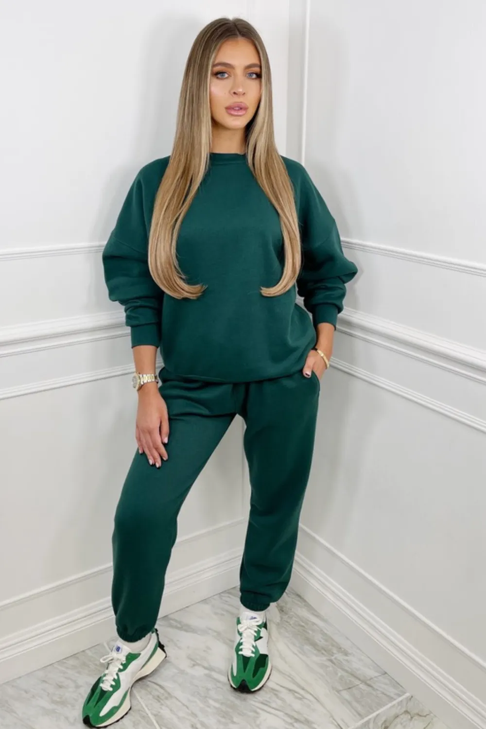 Glamify Forest Green sweater essential loungewear set