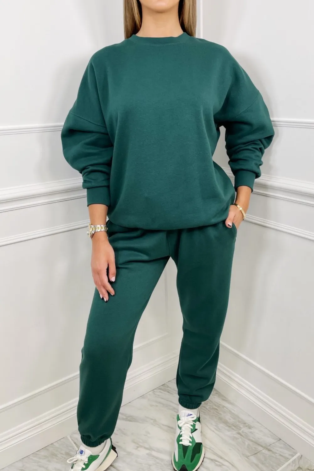 Glamify Forest Green sweater essential loungewear set