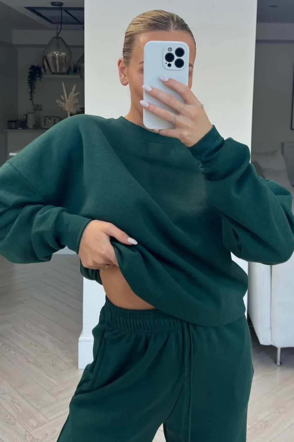 Glamify Forest Green sweater essential loungewear set