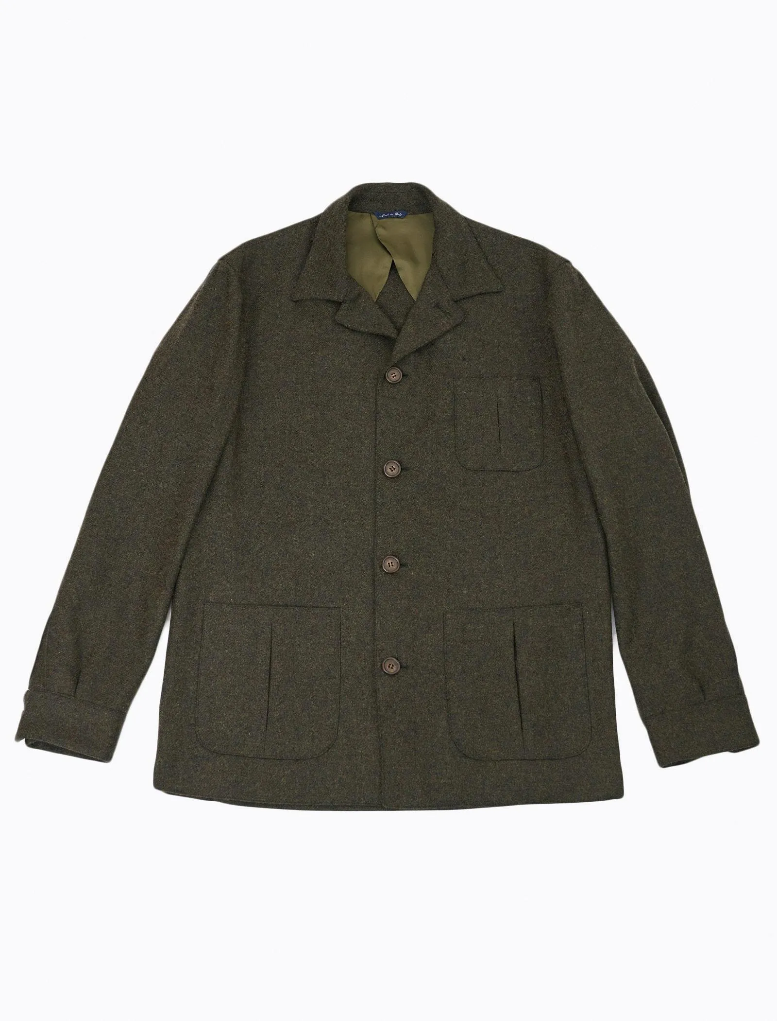 Green Melange Twill Lambswool Shacket