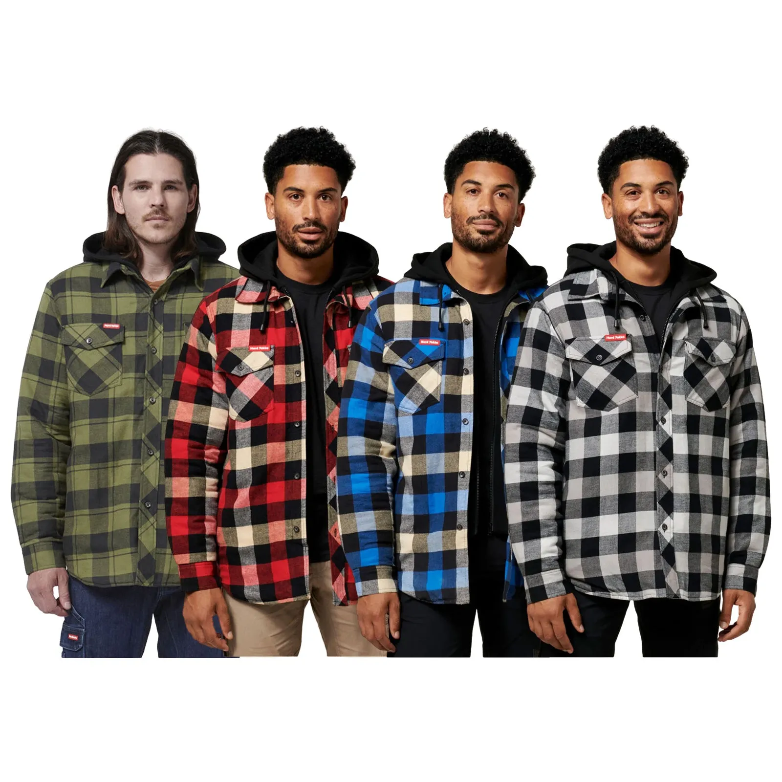 Hard Yakka Mens Quilted Flannel Hooded Shacket