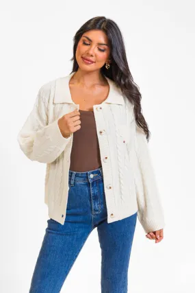 Having A Meltdown Beige Cable Knit Shacket FINAL SALE