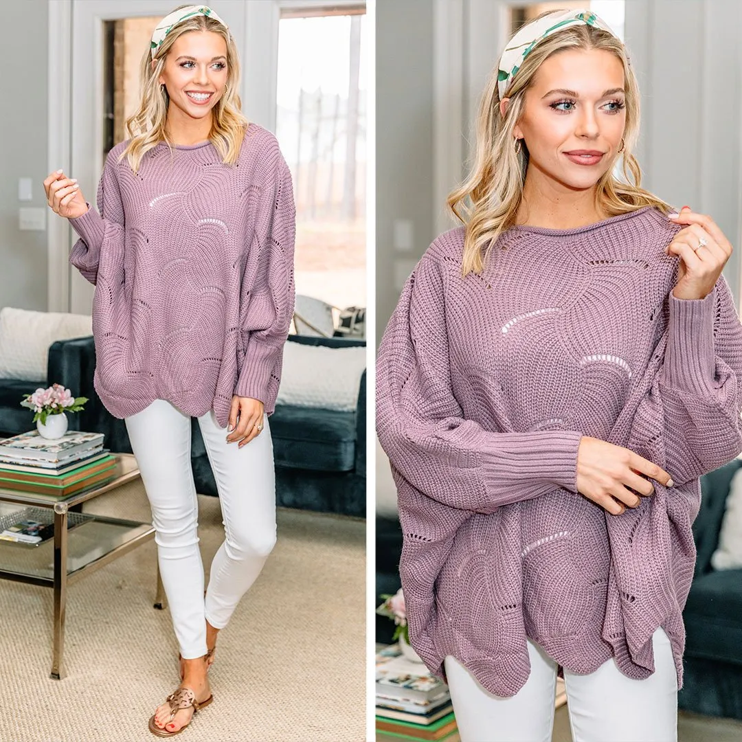 It All Works Out Purple Loose Knit Sweater