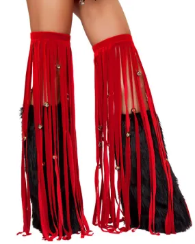 Jingle Bell Red Fringe Leggings