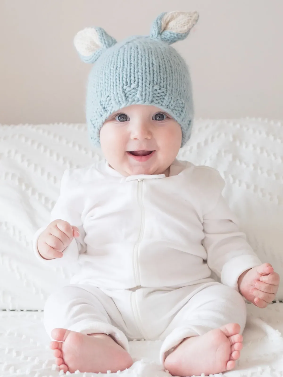 Knit Bunny Hat, Blue