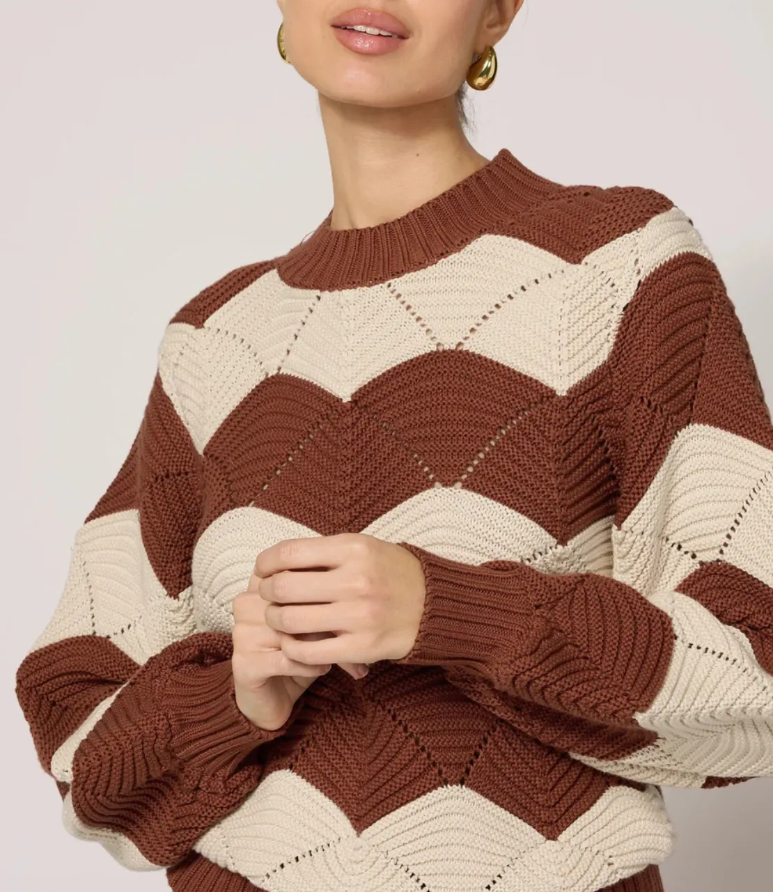 KORI SWEATER IN IVORY & TERRACOTTA