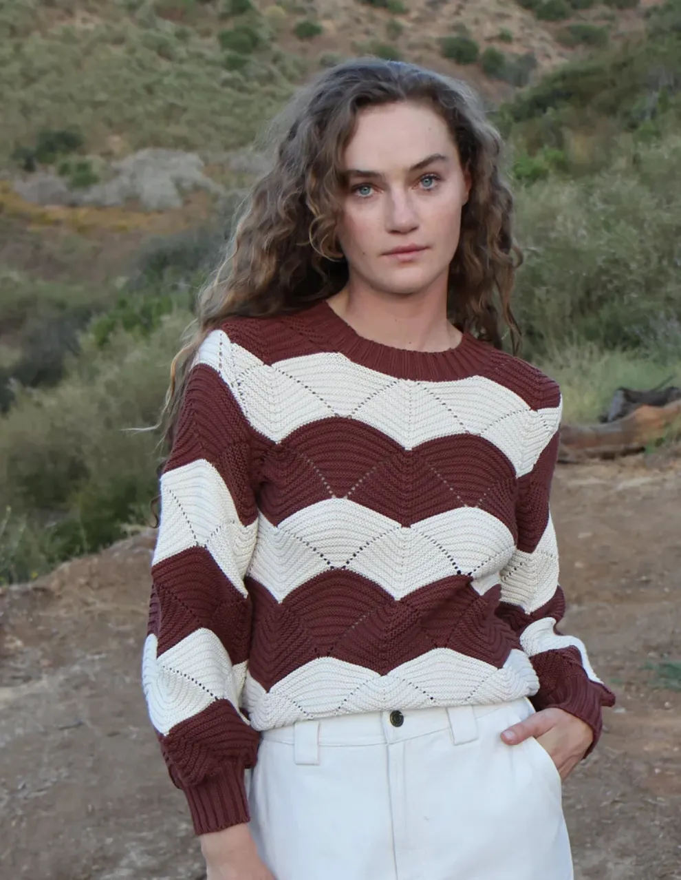 KORI SWEATER IN IVORY & TERRACOTTA