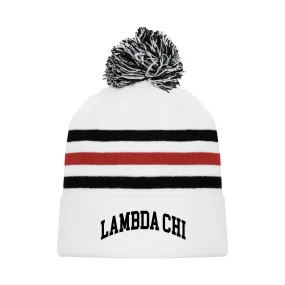 Lambda Chi White Hockey Knit Beanie