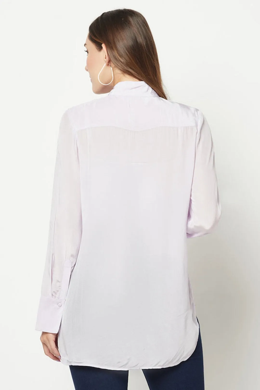 Lilac Embroidered Silk Shirt