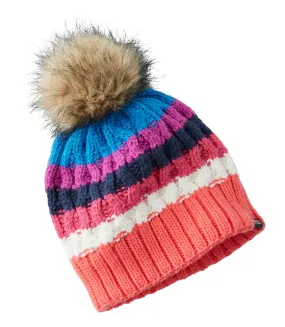 L.L. Bean Kid's Cozy Striped Cable Pom Hat