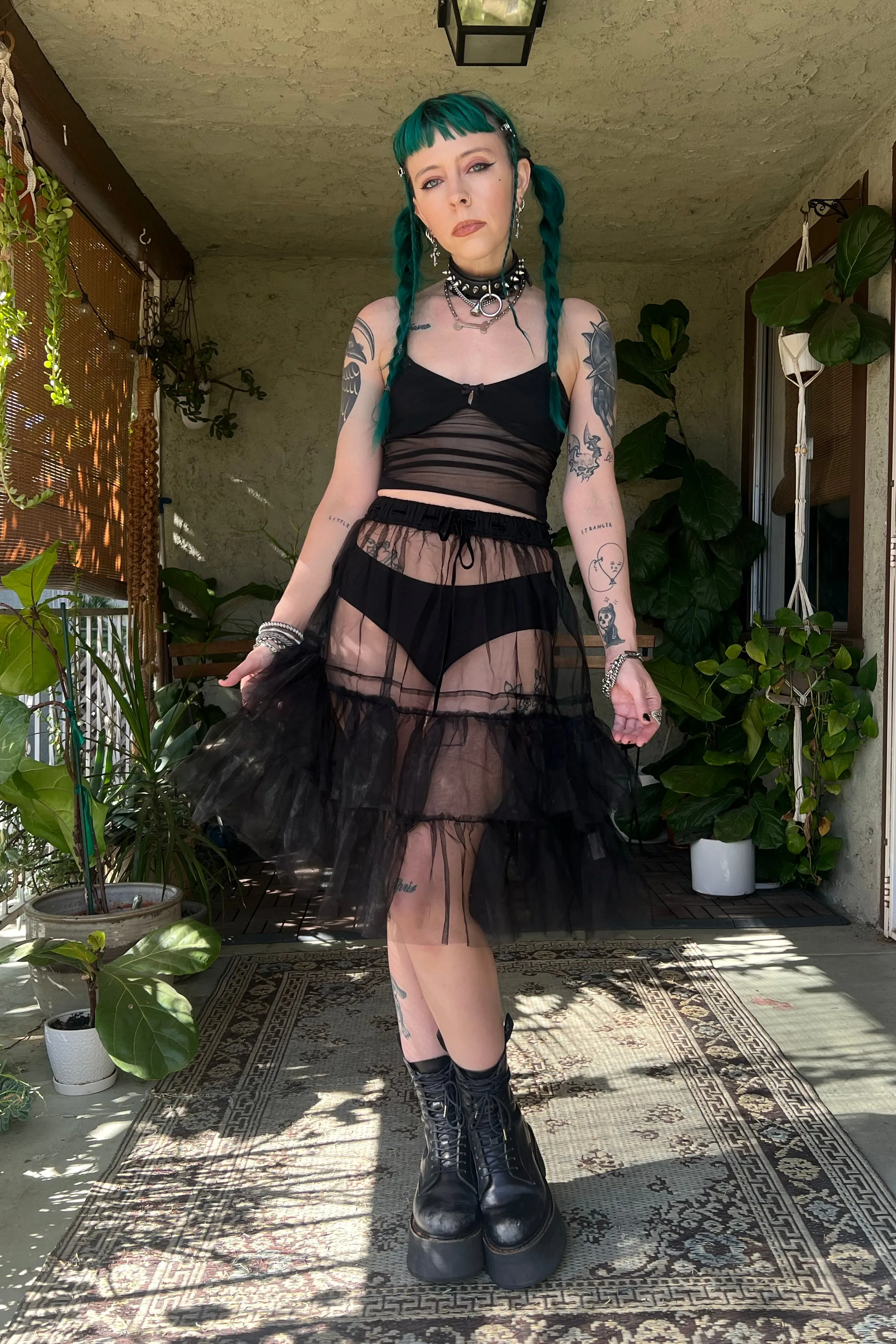 Louisa May Sheer Black Ruffle Skirt