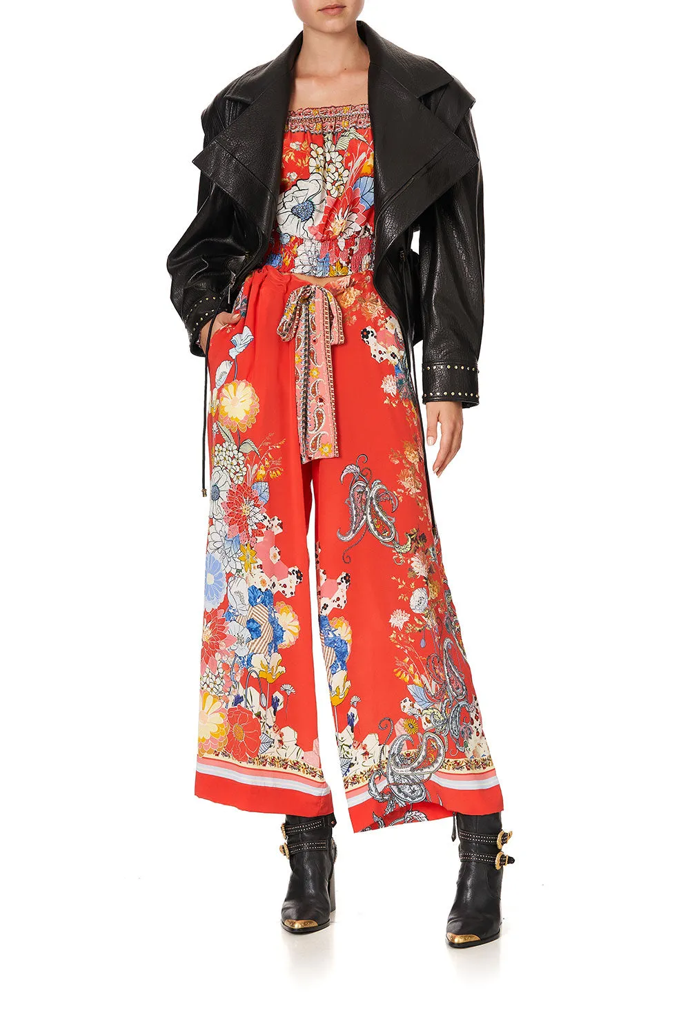 LOUNGE TROUSER WITH TIE WAIST PAISLEY IN PATCHES