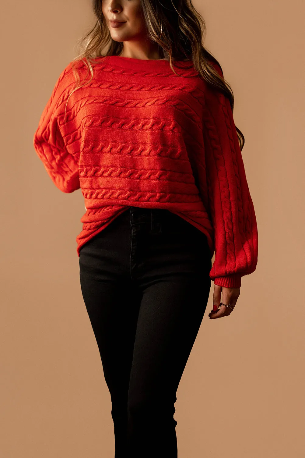 Love The Way You Lie Cable Knit Sweater (Red) | FINAL SALE