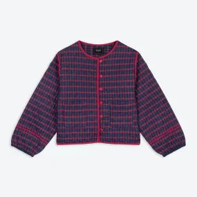 Lowie Teal and Red Check Quilted Jacket