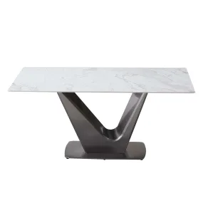 Luxurious V shape 71in Sintered Stone Dining Table Metal Leg