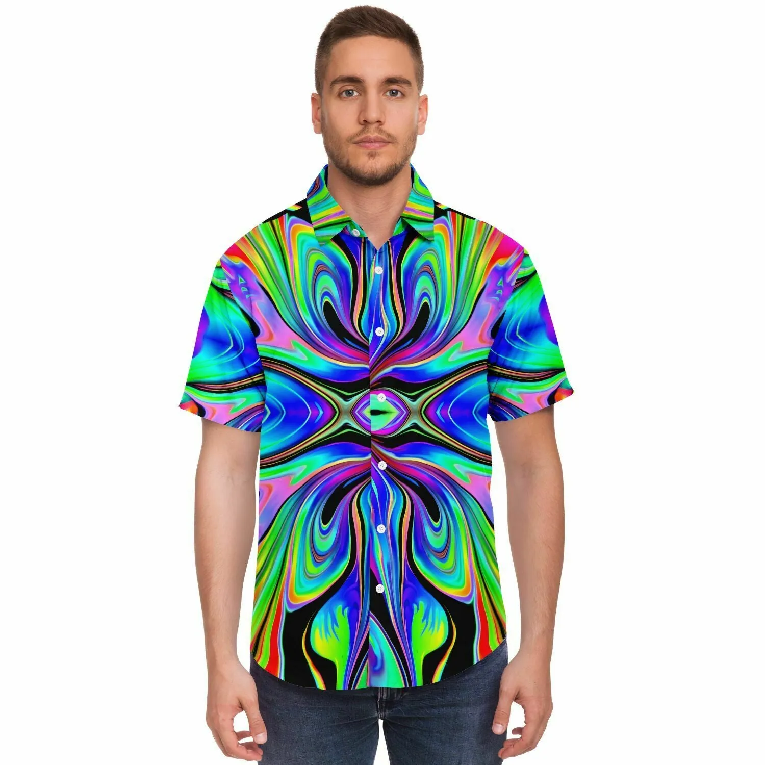 MACRODOSE Short Sleeve Button Down Shirt | Psychedelic Pour House