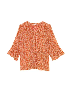 Magnolia Blouse | Orange / White