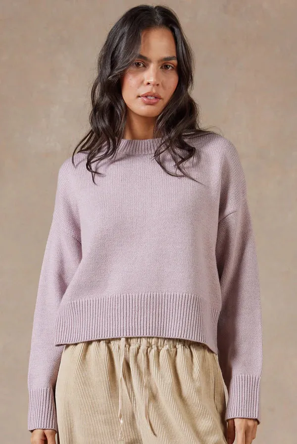 Malibu Crew Sweater in Chalk Pink