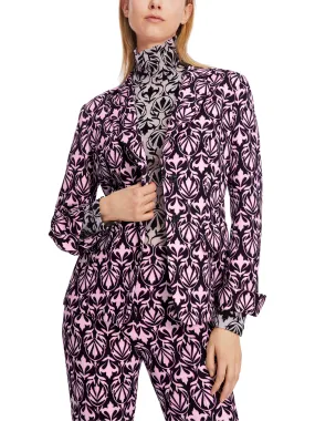 MARC CAIN Burgundy & Black Printed Blazer