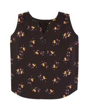 Marlie Sleeveless Gathered Yoke Shirt | Black / Pink