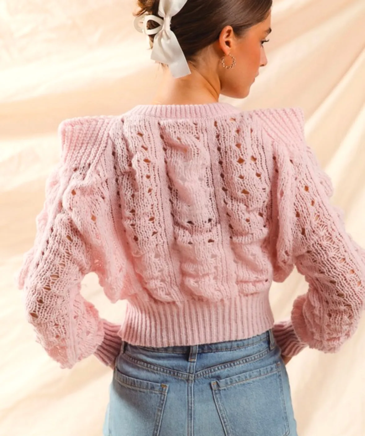 Mauve Open Weave Knit Sweater