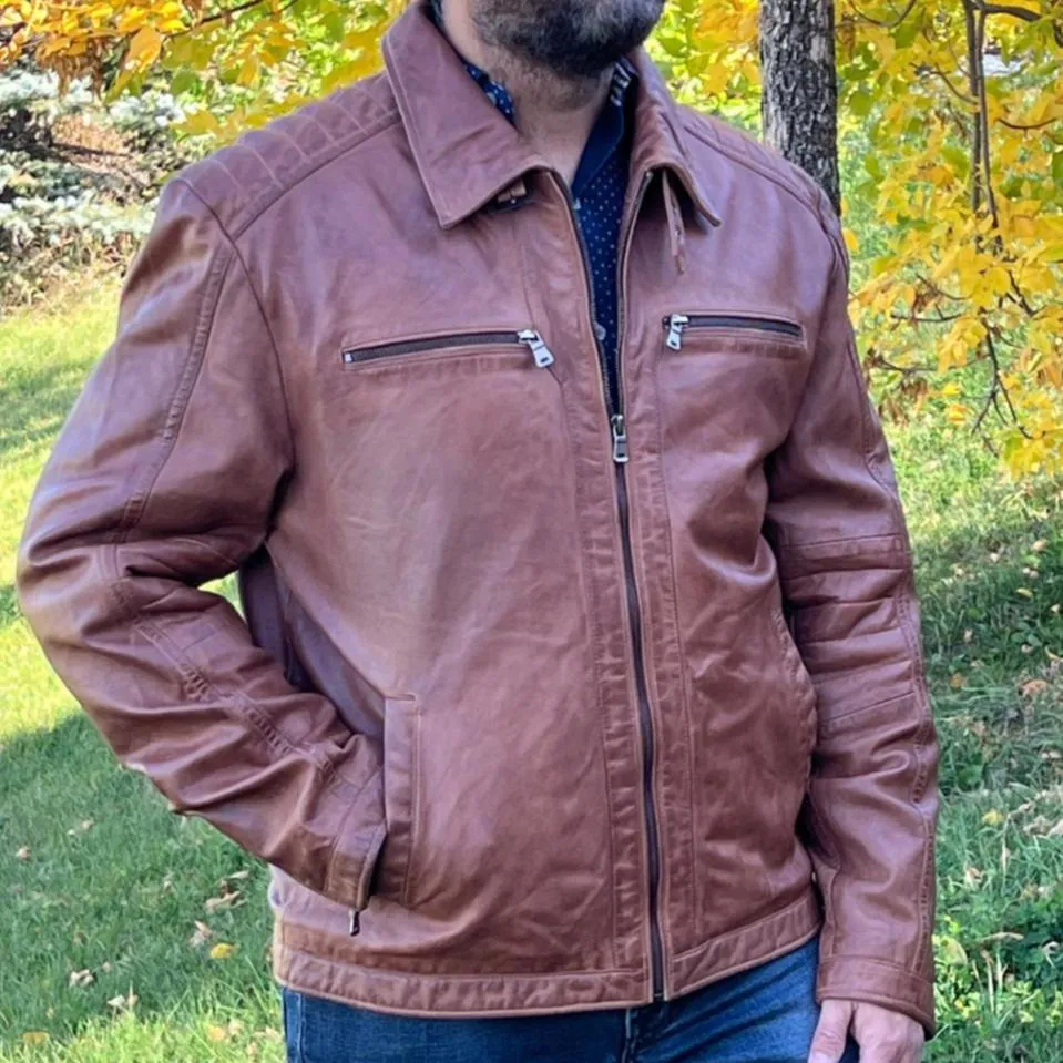 Men's Lamb Leather Four-Pocket Classic Jacket