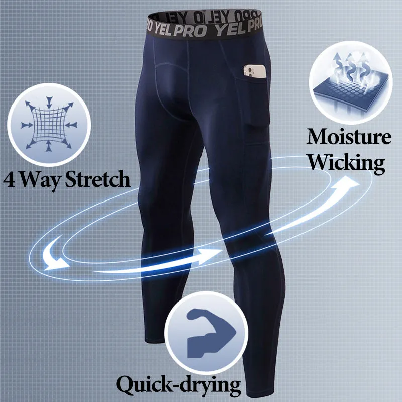 Mens Sports Thermal Leggings Compression Base Layer Tights