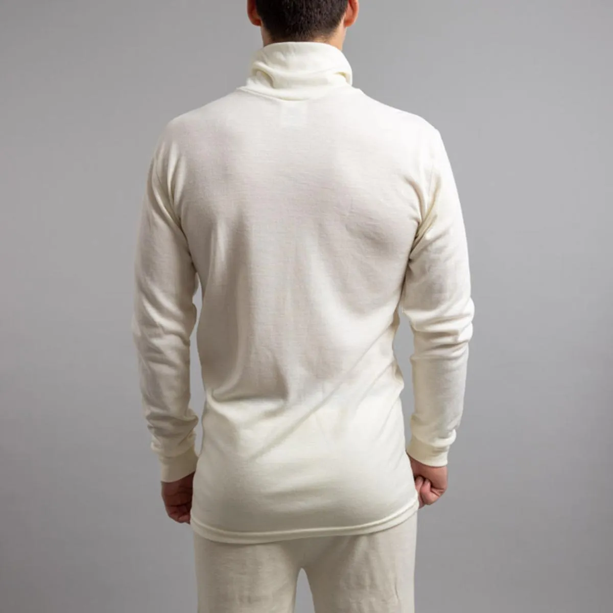 Merino Skins Unisex Long Sleeve Half Zip Front - White