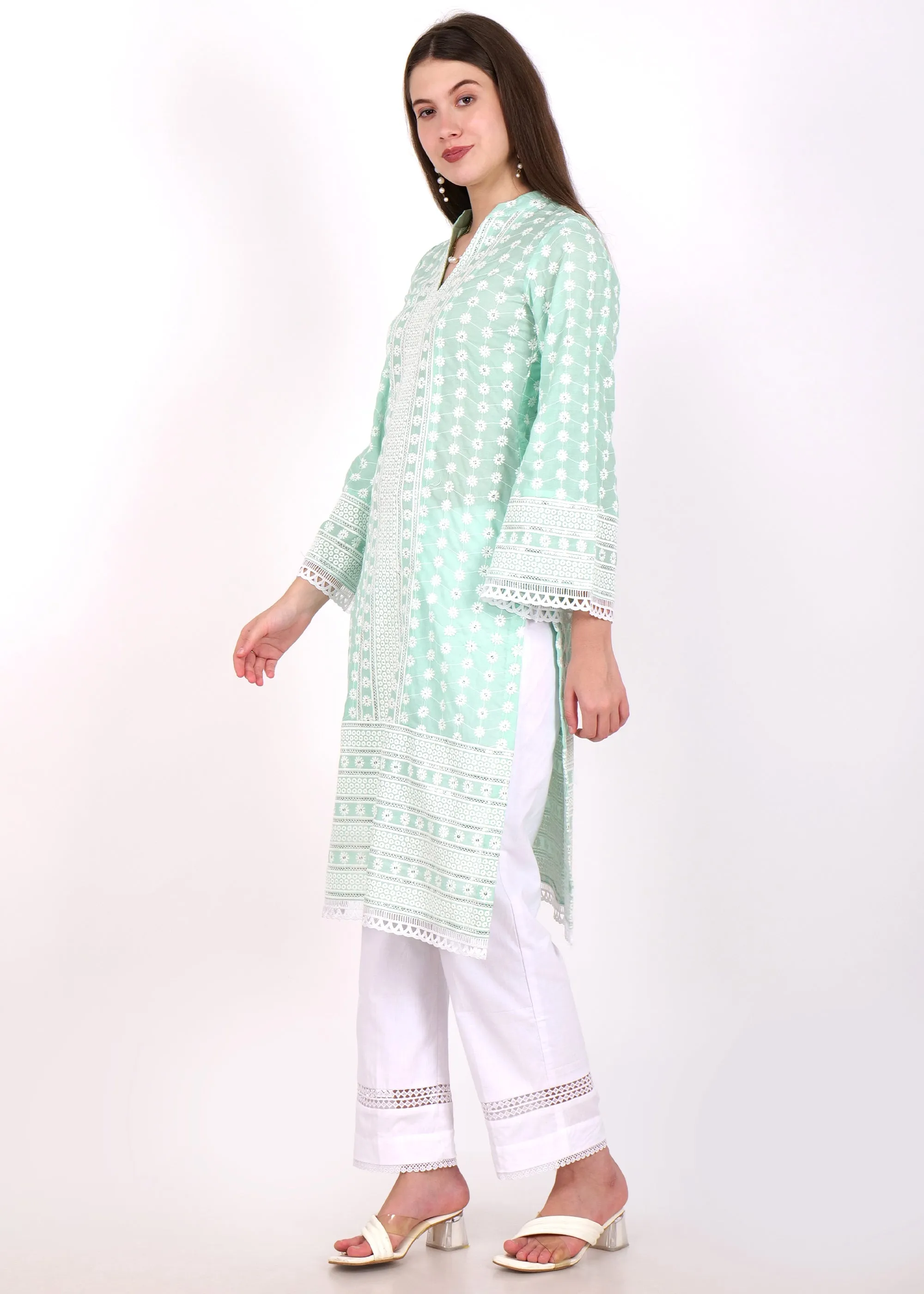 Mint Green Embroidered Kurta Set