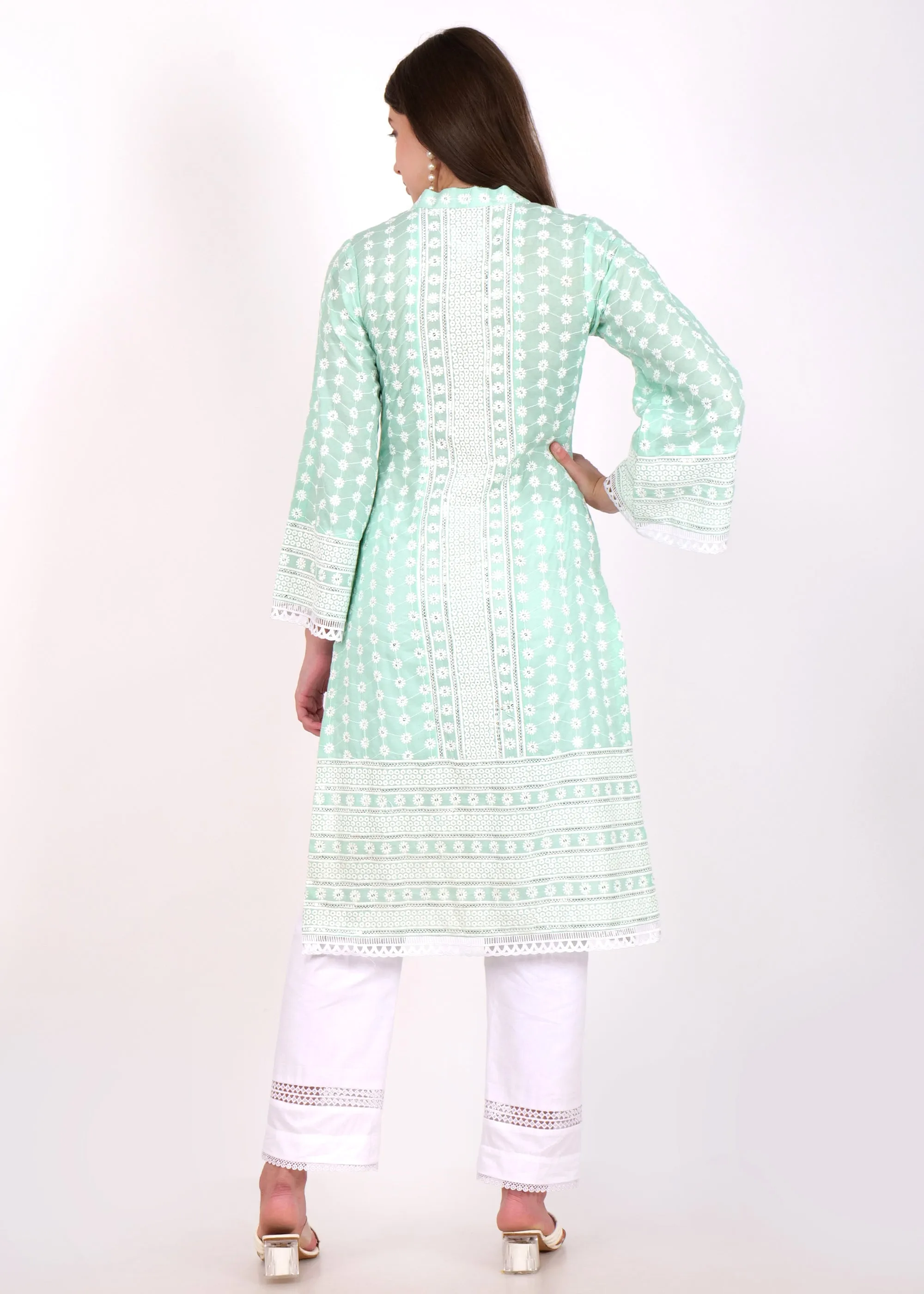 Mint Green Embroidered Kurta Set