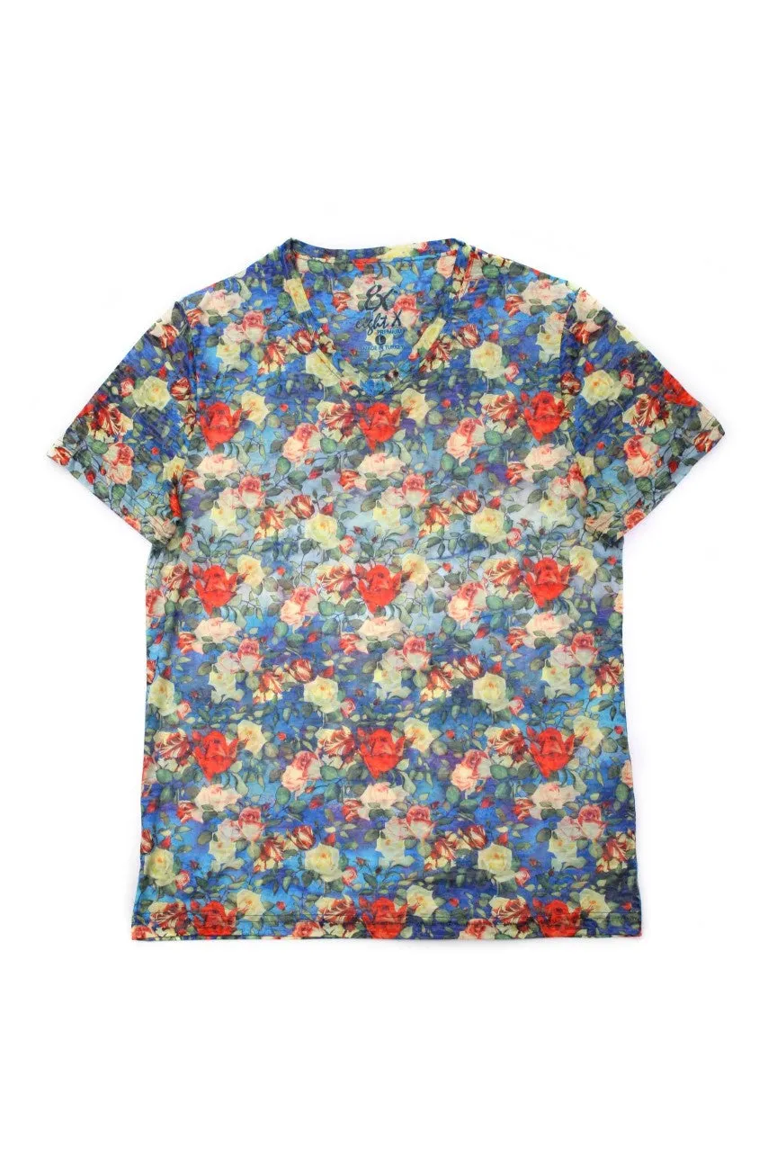 Multi Floral V-Neck T-Shirt