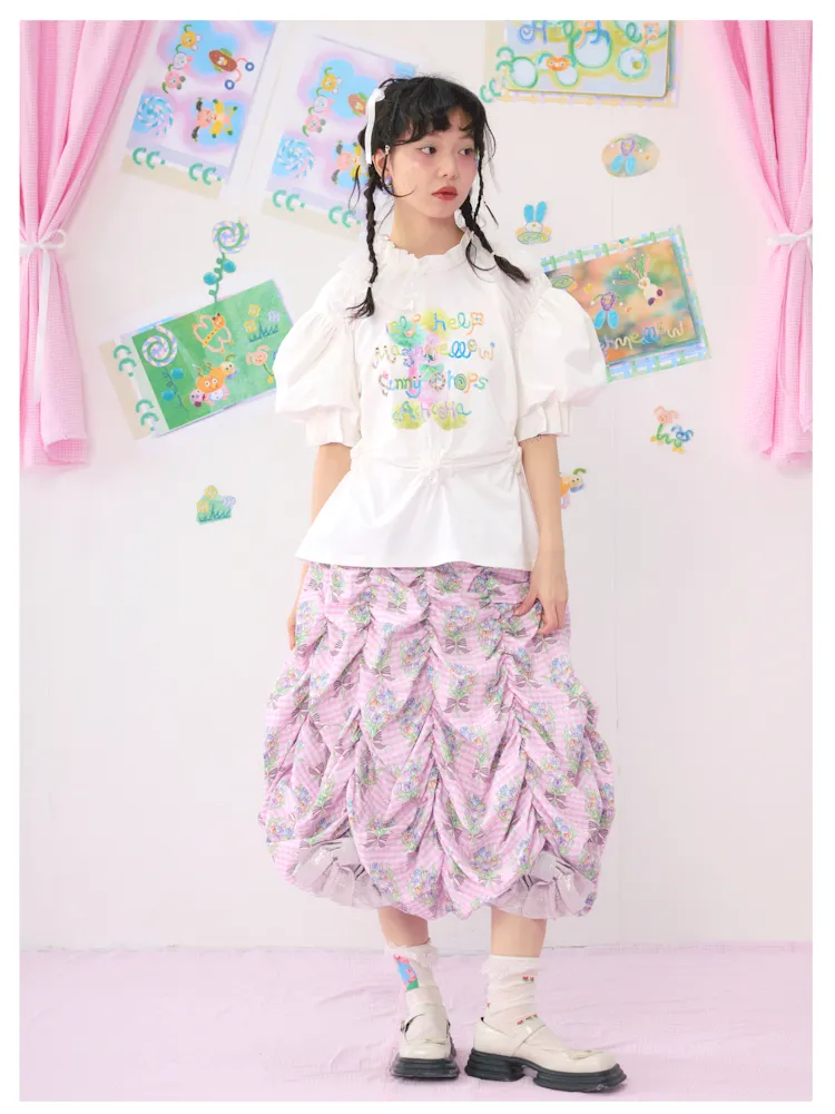 Multi Layered Pleated Metallic Bow Puffy Half Skirt【s0000009546】